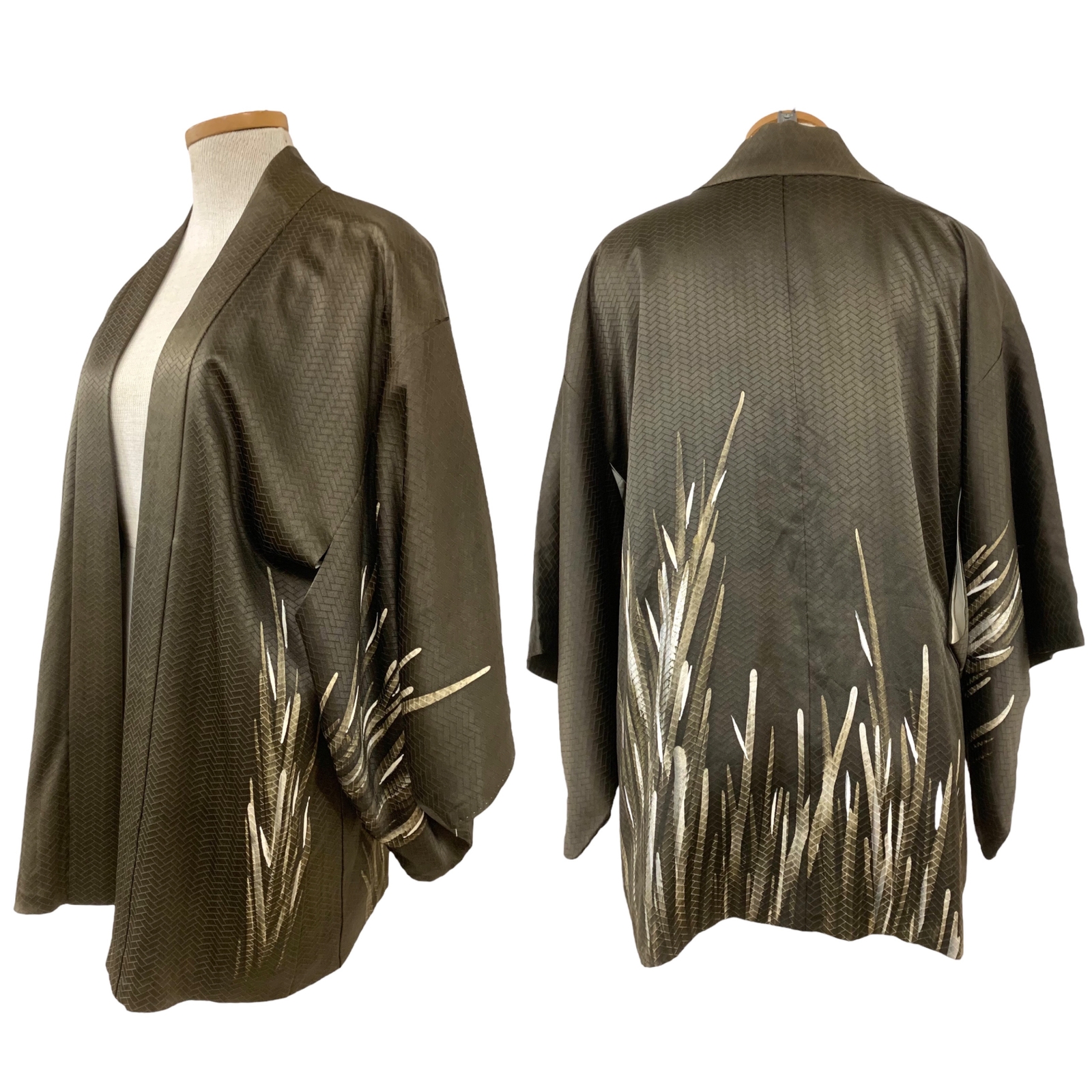 Vtg Vintage 1960s 60s OOAK Hand Painted Brushstroke Short Japanese Haori Robe