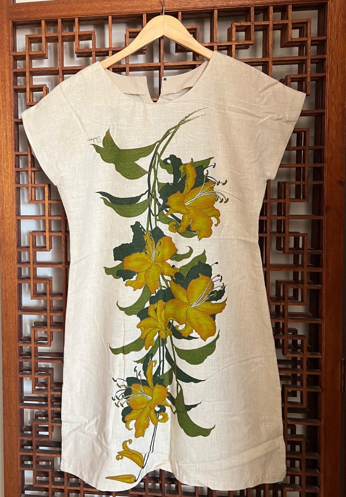 Alfred Shaheen Vintage 1960s Cotton Sundress Shift 40&Prime; bust A line XL