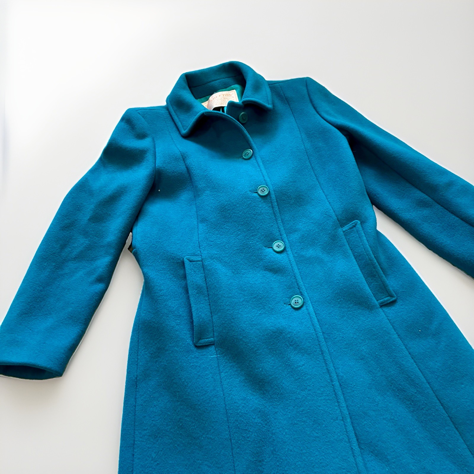 VTG 1970s Pendleton Virgin Wool Lined Teal Trench Coat Women&rsquo;s Size 10 Old Money
