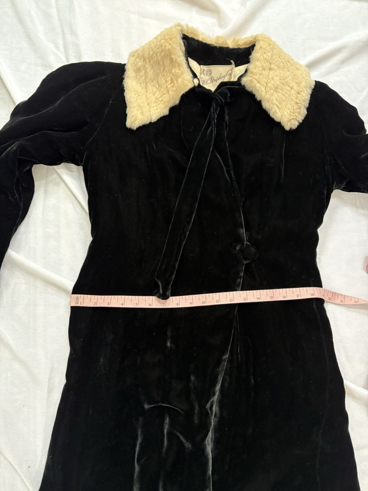 Vtg Fur Collared Black Velvet Duster Robe Old Hollywood Style Glam Size Medium