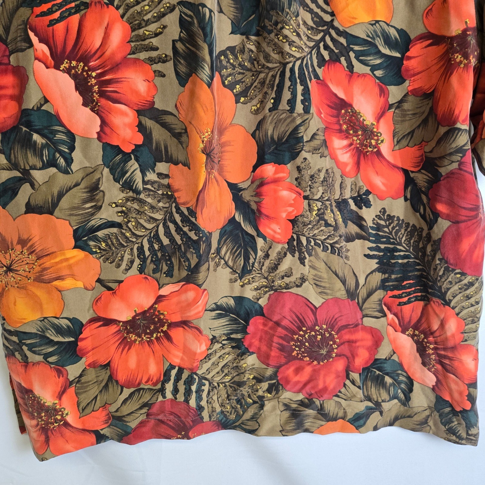 Rafaella Two Piece Set Top & Skirt 100% Silk Tropical Floral Vintage Large READ