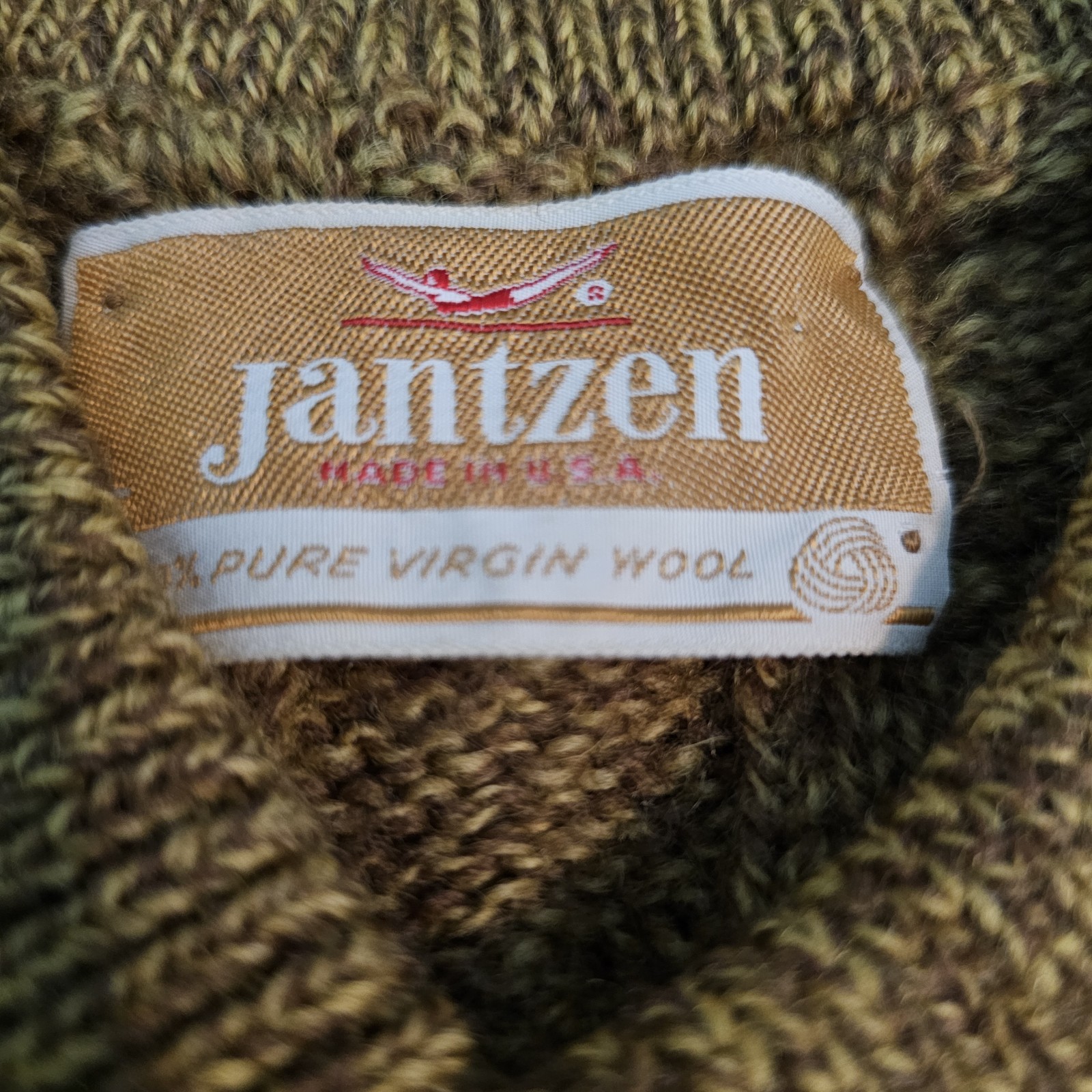 Vintage 1970s Sweater Pullover Cable Knit Mustard Yellow Wool Jantzen V-neckline