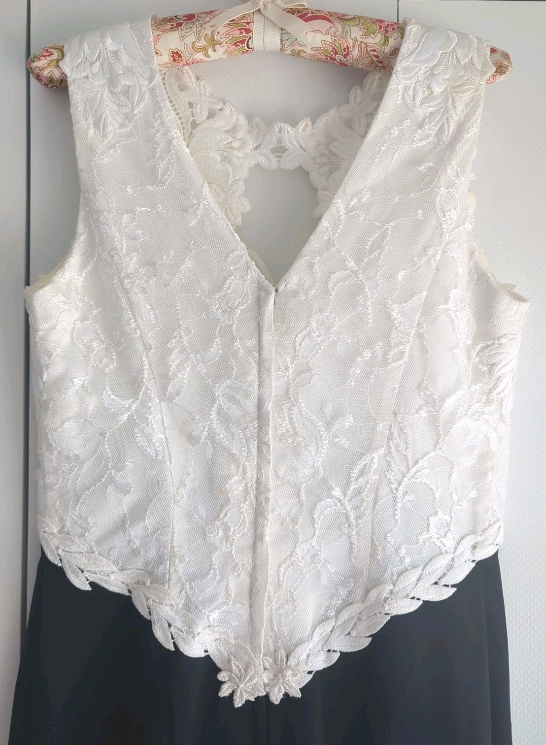 Vintage Scott McClintock Black White Maxi Dress Lace Top Made In USA Size 12