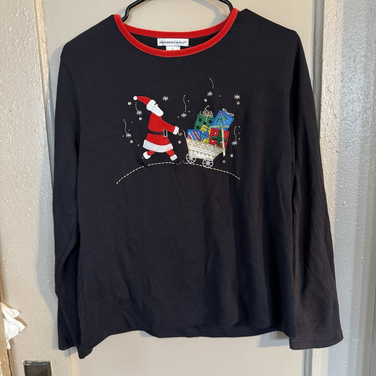 VTG Christmas Embroidered Top Reference Point Women’s L