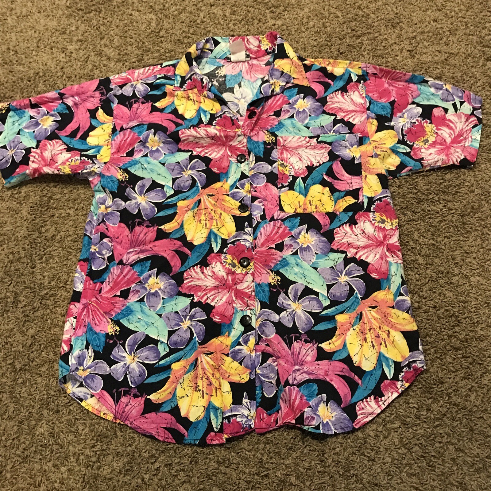 Vtg in Process California Womens Floral Shirt Cotton B1