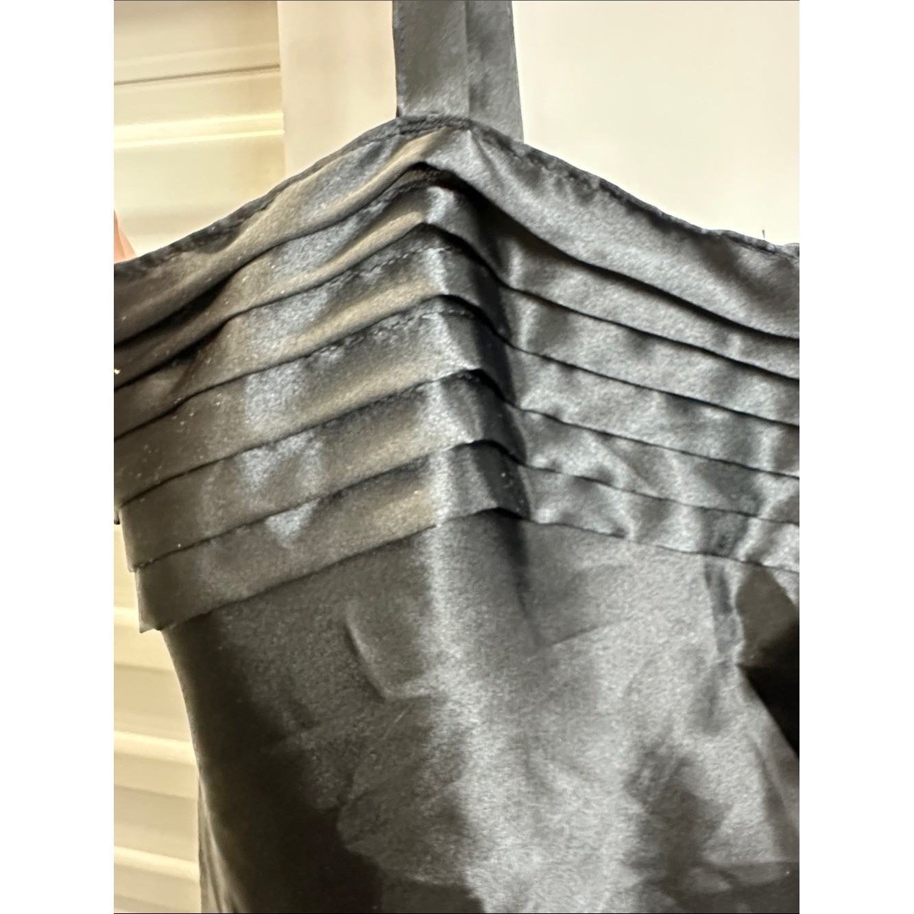 Vintage ESCAPADES Black Satin Pleated Yoke Camisole