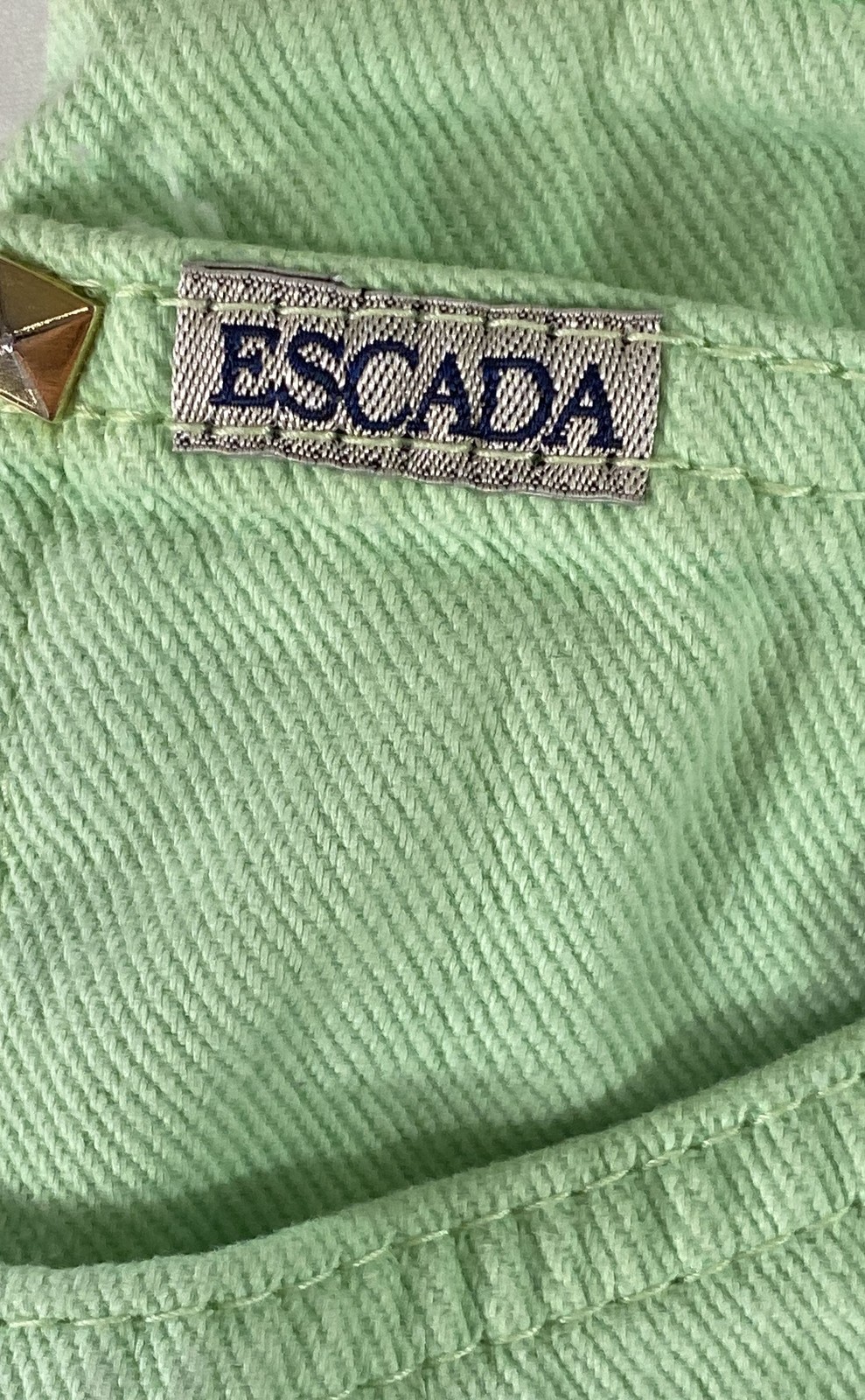 Vintage 90s Escada Margaretha Ley Mint Green High Rise Tapered Jeans Sz 36
