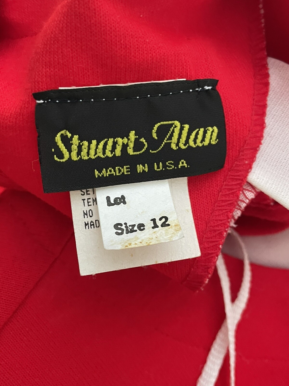 Vintage Stuart Alan 12 Bright Red Soft Knit Acrylic Bubble Waist Holiday Dress