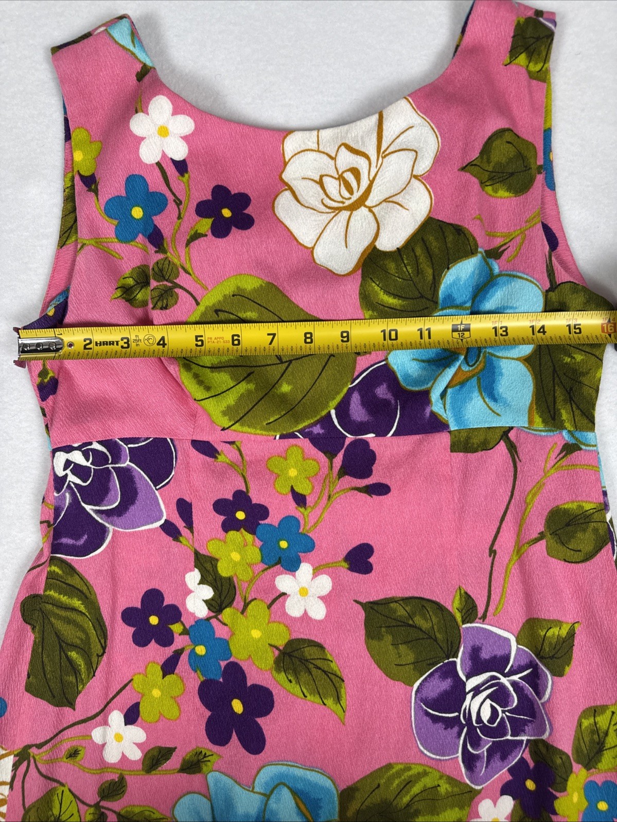 VTG 60s Ui-Maikai Hawaiian Pink Floral Barkcloth Maxi Dress Resort Tiki Luau
