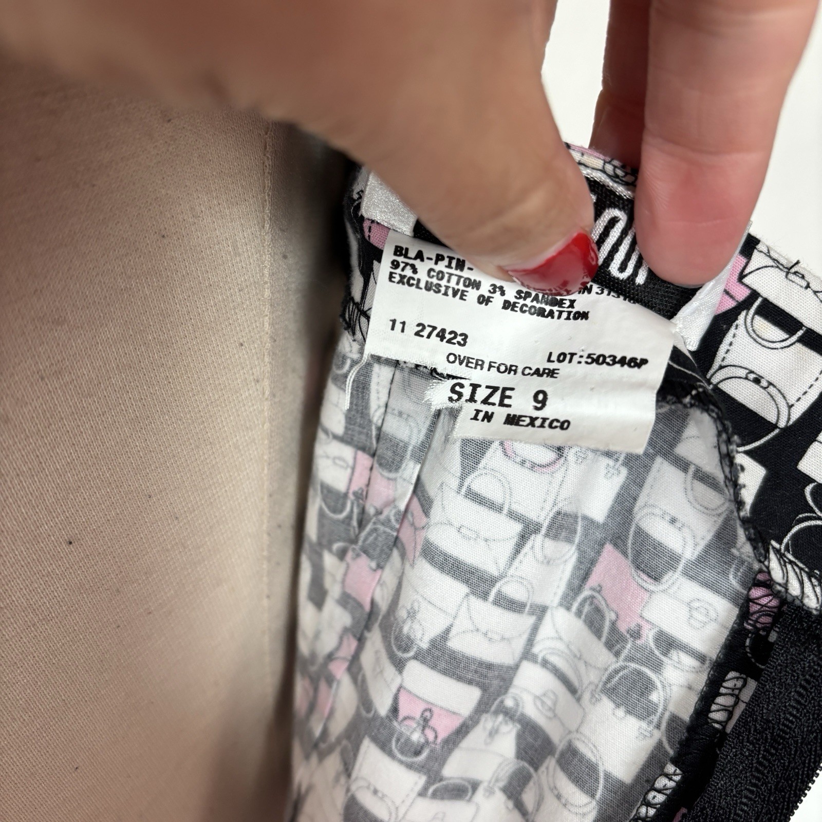 Vintage 90s Byer Too Eccentric Purse Print Black & Pink Babydoll Dress Size 9