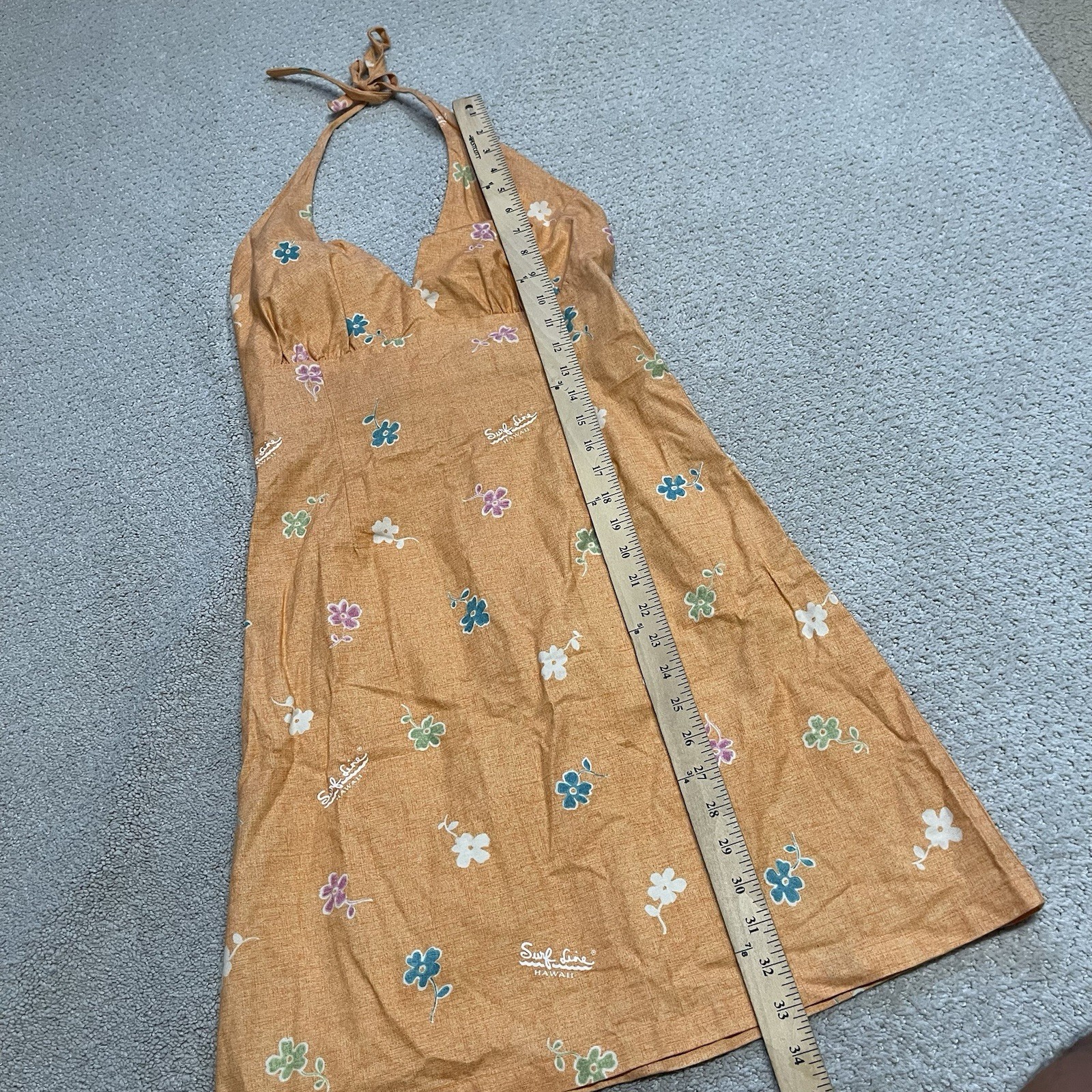 Vtg Surf Line Halter Dress Womens Size M Hawaiian Surf Print Hawaii Jams World