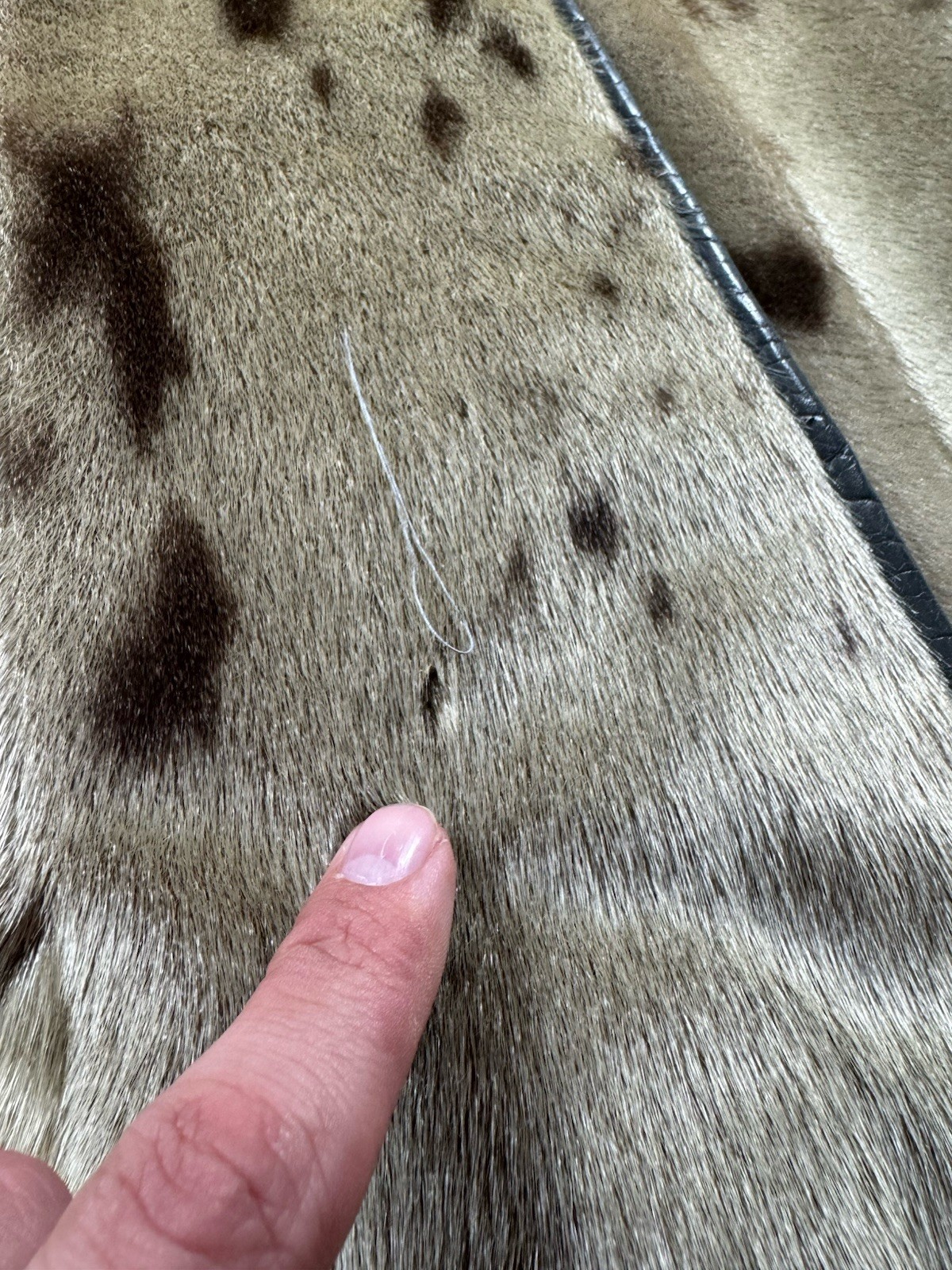 Vintage Seal Fur Spotted Pattern Fur Hide Leather Long Coat (Read Description)