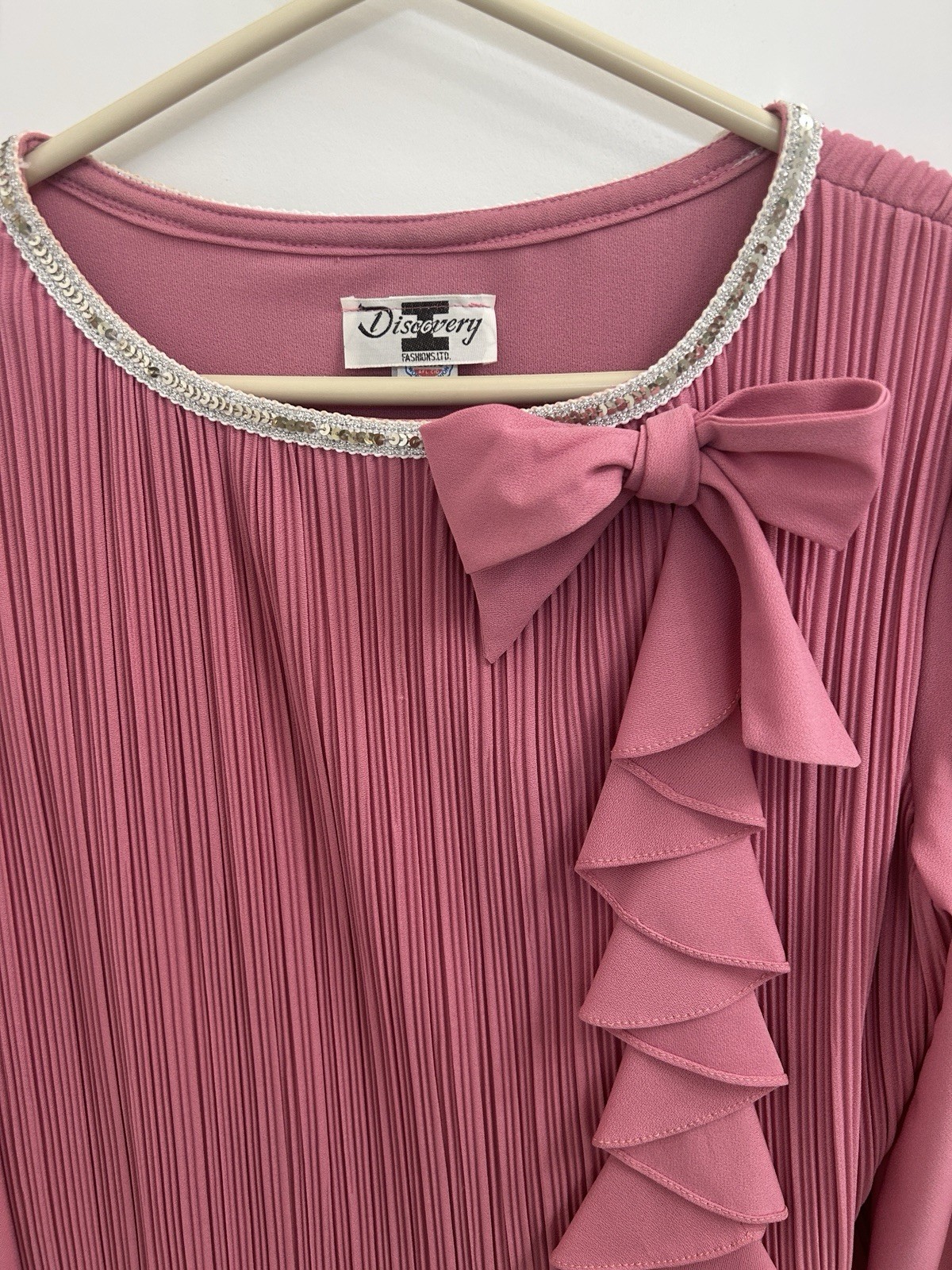Vintage Pink Dress W/ Sequins Cocktail Evening Party Polyester Size 12