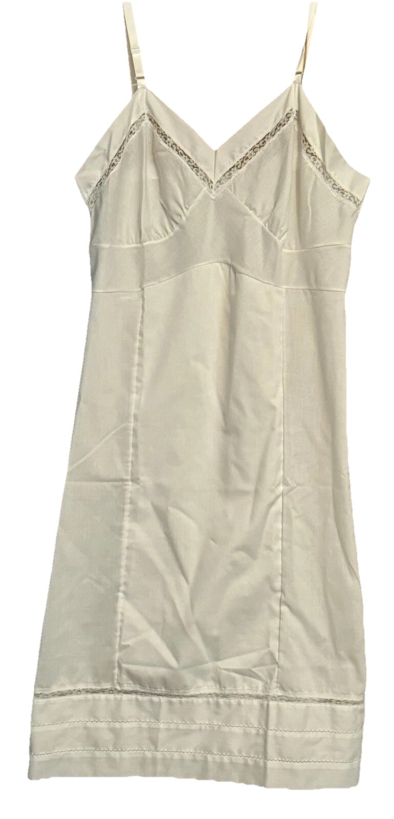Vintage Dixie Belle Full Slip Size 38 White Cotton Poly Adjustable Straps USA