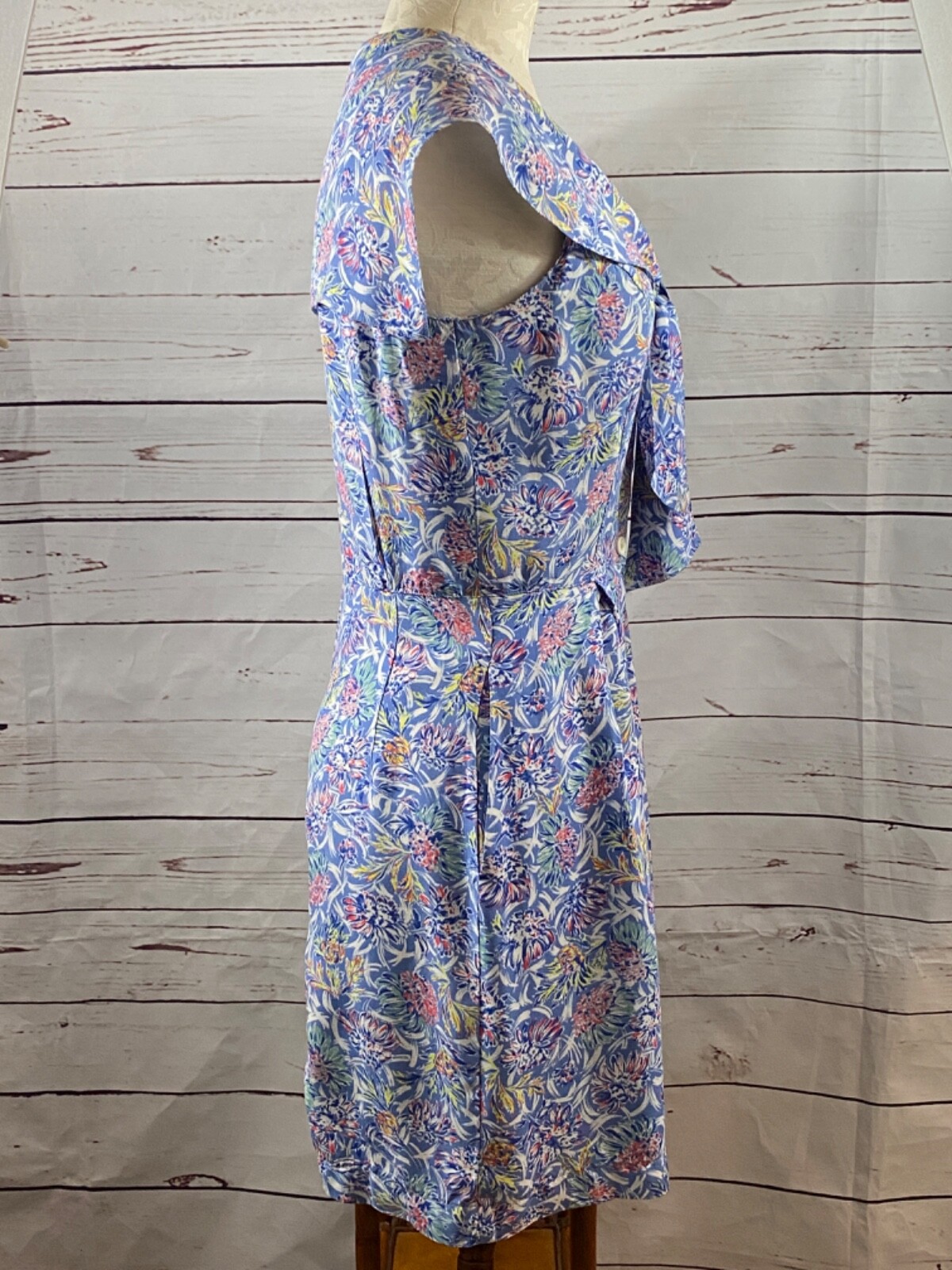Vtg CAROL ANDERSON Women Romper Small 7/8 Blue Floral Sailor Collar Summer Party