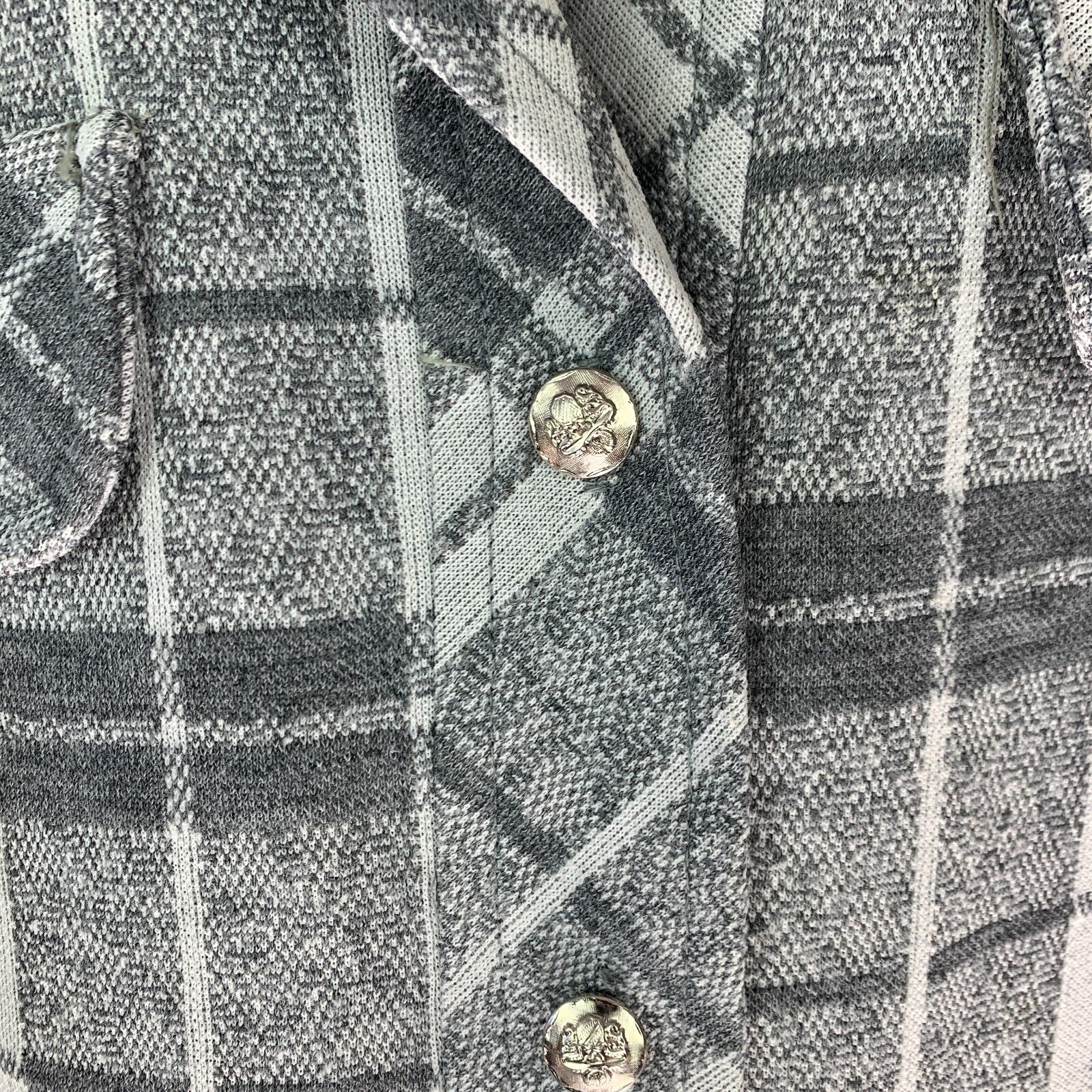 Fire Islander Gray Plaid Button Down Shirt Leisure Jacket Womens 15/16