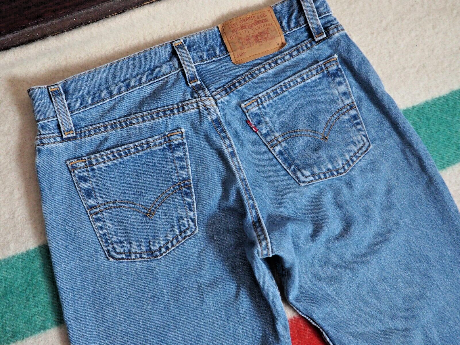 VTG 90s LEVIS 514 Superlow Flared Faded USA Made Blue 29×31 Denim Hippy Jeans
