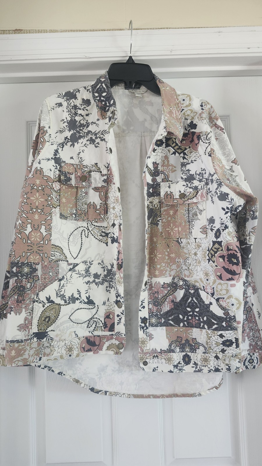 Cato Mixed Print Patchwork Button-Down Jacket/Shirt – Boho Style XL