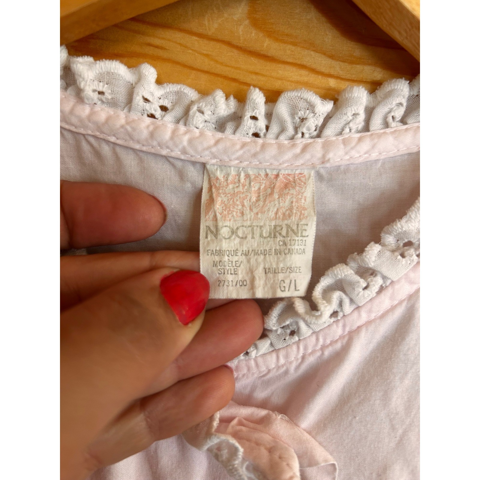 Vintage Cotton Nightgown Women Large Pink Eyelet Lace Heart Nocturne Nighty Retr