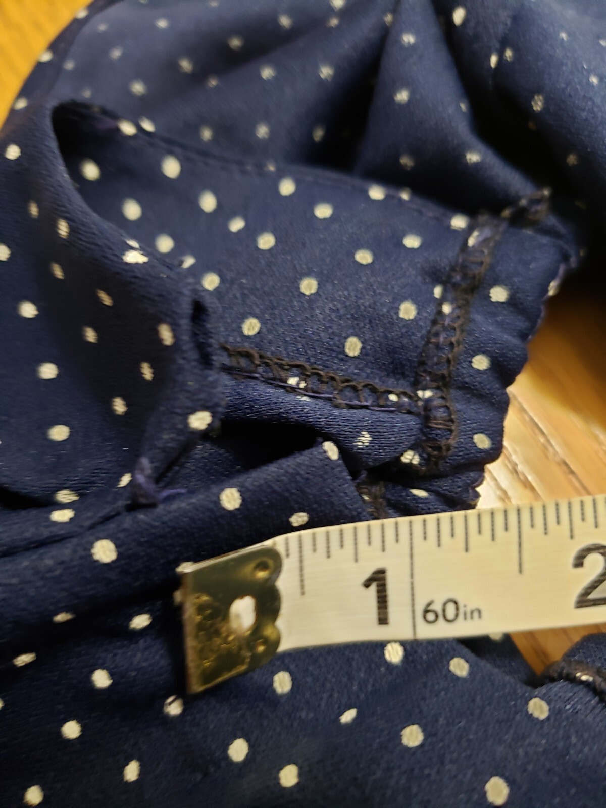 VTG 70s Blue Polka Dot Off Shoulder Ruffle Sundress Sz M? 40&Prime;-46&Prime;B 24&Prime;-44&Prime;W
