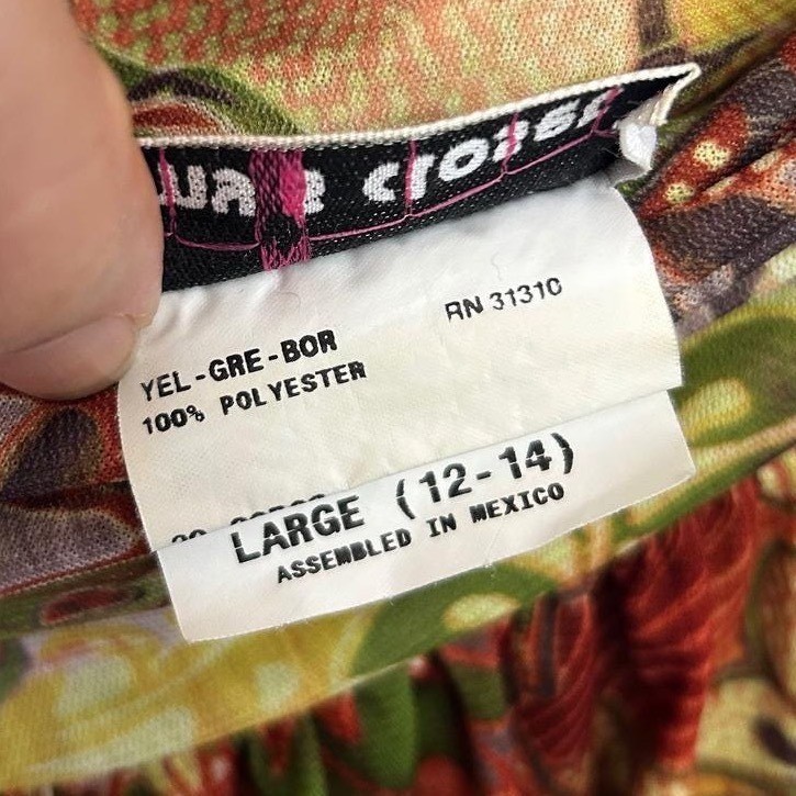 Vintage Mini Skirt Women Large Green Yellow Floral Boho Amy&rsquo;s Closet Rare Unique