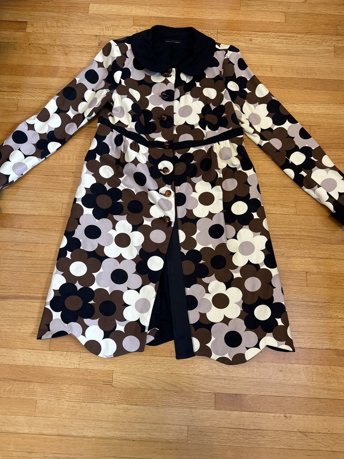 Vintage 60s Style Retro Floral Button-Up Coat Dress Women&rsquo;s