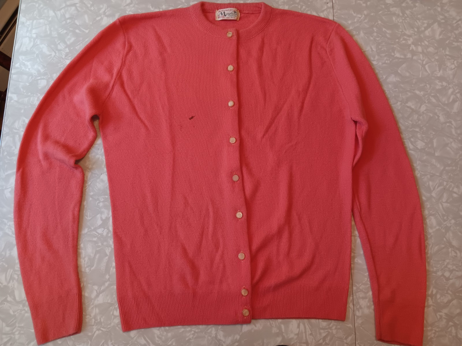 Vintage Cardigan Sweater with Matching Short-sleeved Sweater- XS Orlon Warm Ora