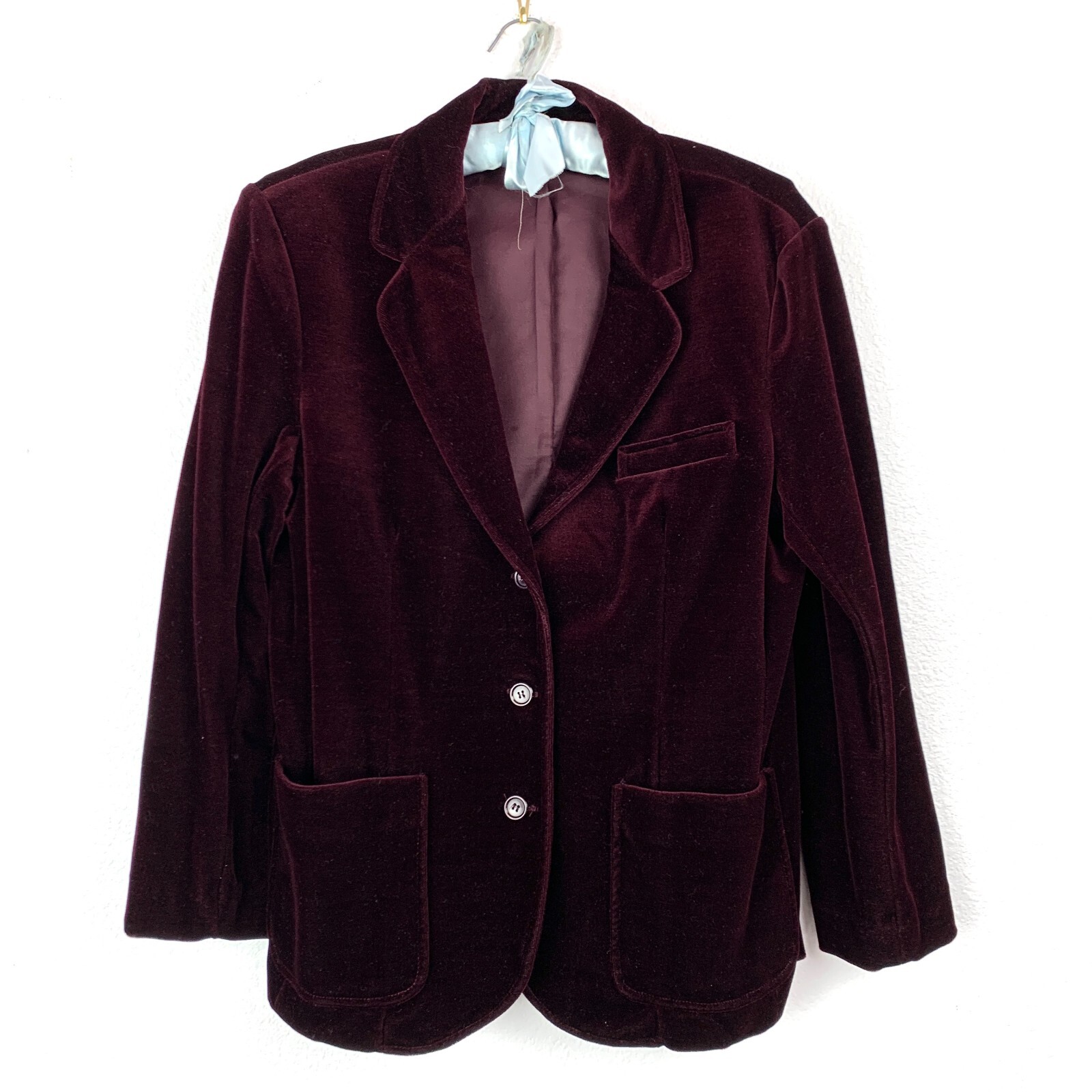 Vintage 90s Act III Deep Purple Velvet Suit Jacket Blazer Womens Chest 38&Prime;