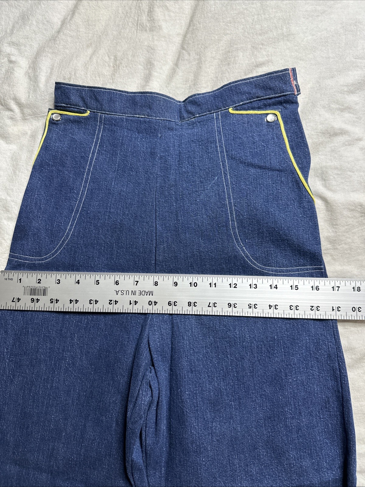 VTG WOMENS 26X24 Handmade Selvedge DENIM SIDE ZIP JEANS PANTS Pearl Snap