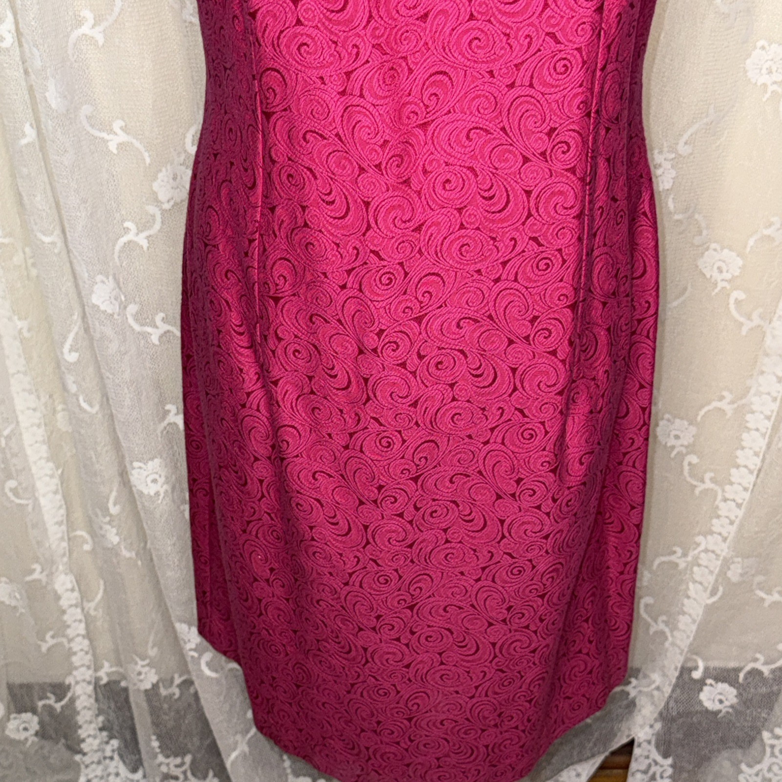 Vintage Cachet Pink Unlined Sleeveless Cocktail Dress & Matching Jacket 13-14