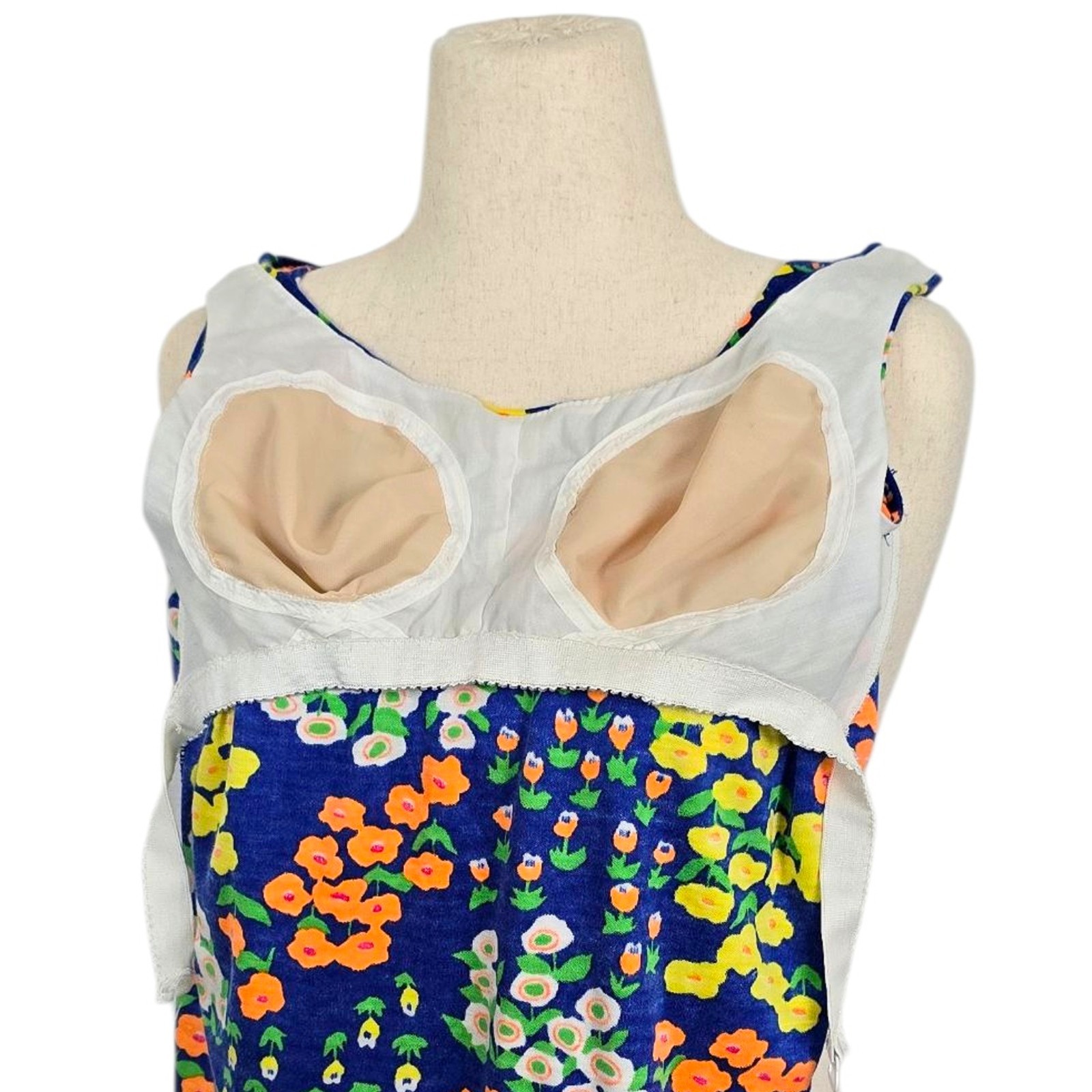 1960s Vintage Shirt 60s Tank Top Flower Power Blouse Built In Bra Small Medium