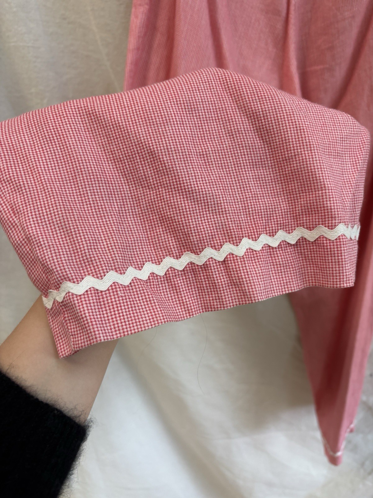 Vintage 1940s Side Button Pants Side Zip Womens Gingham Cotton 1950s