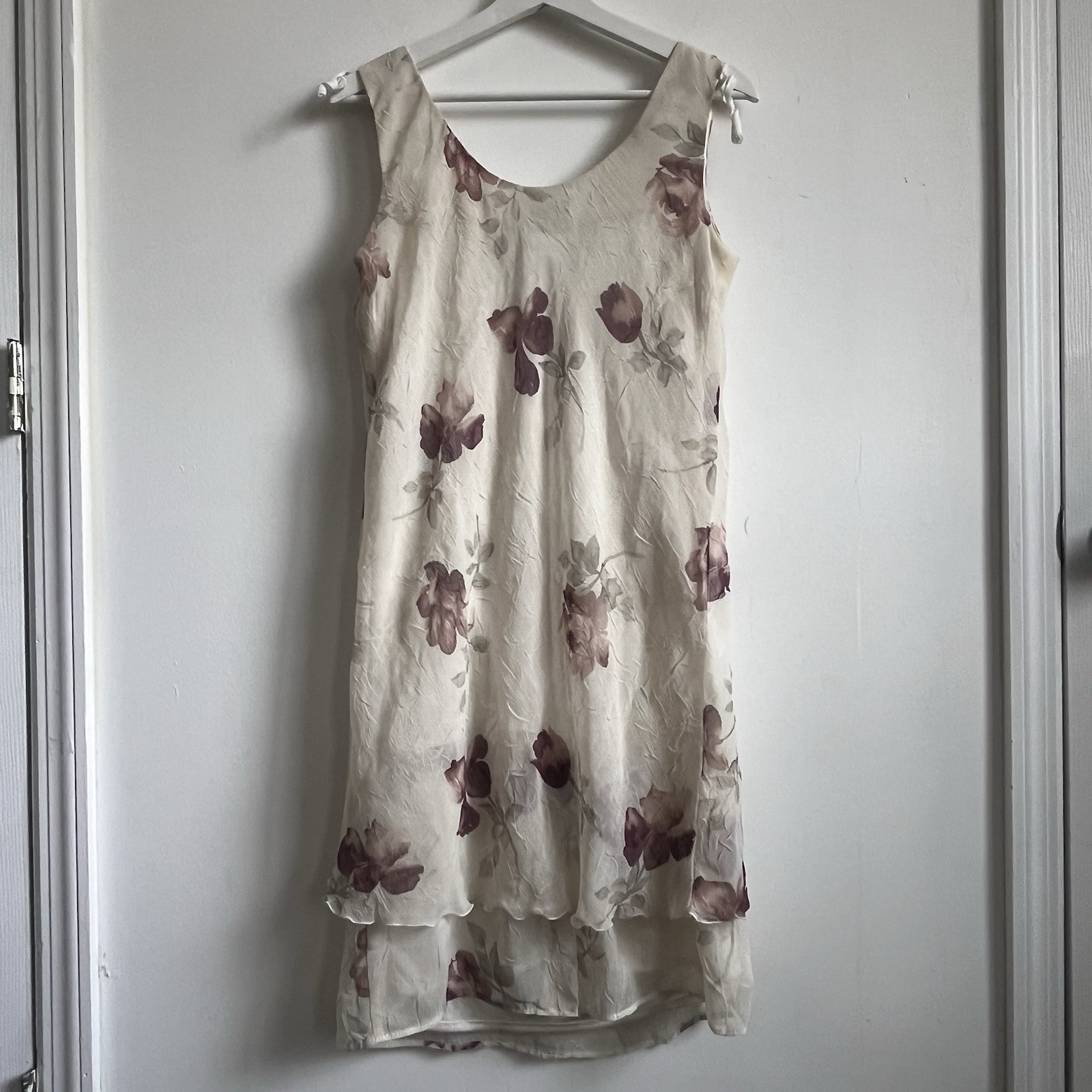 Vtg Jeffrey & Dara Translucent White Floral Open Jacket & Dress Set Size 8 Weddi