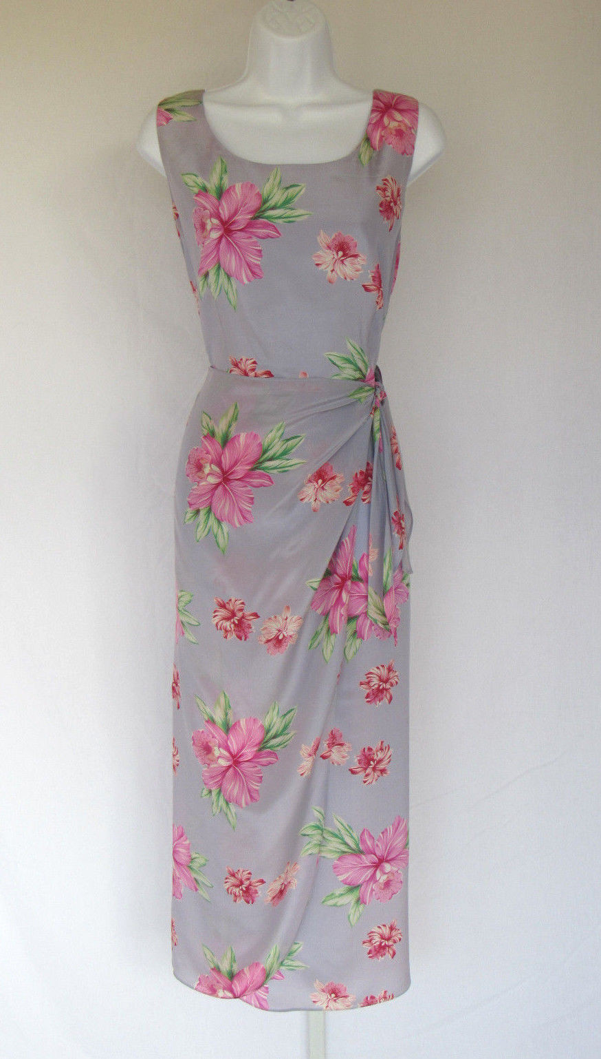 VINTAGE 1990s 2000s SPENSER JEREMY SLEEVELESS SILK FLORAL DRESS TIED OVERLAP