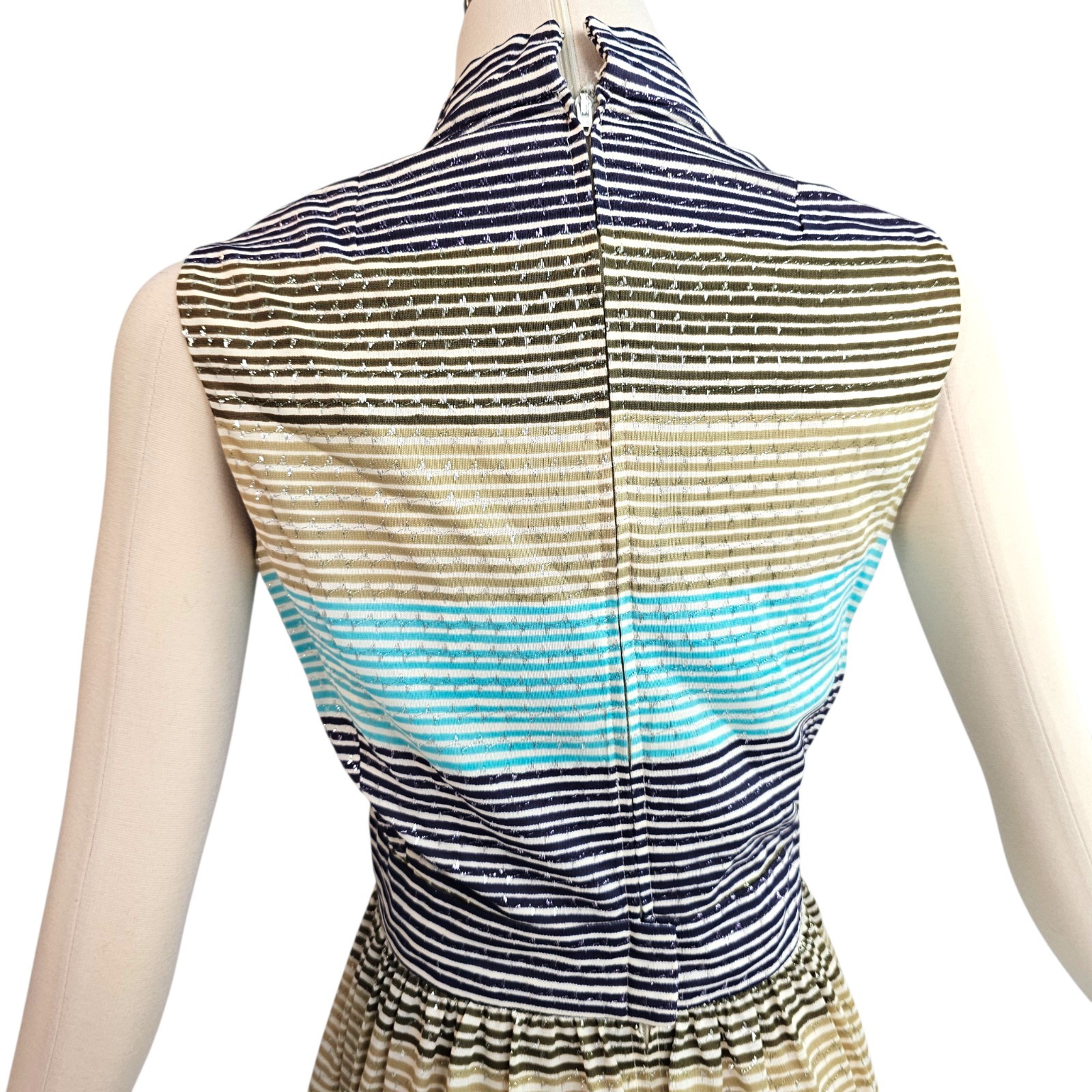 Vintage 1960s 70s Dress Sundress Striped Tiered Young Dimensions Romantica