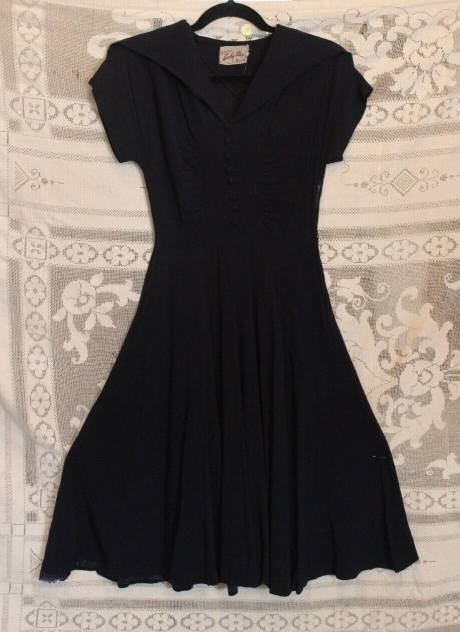 1940&rsquo;s / 40&rsquo;s Black Dress By Another Lucky Star Fashion New York Small