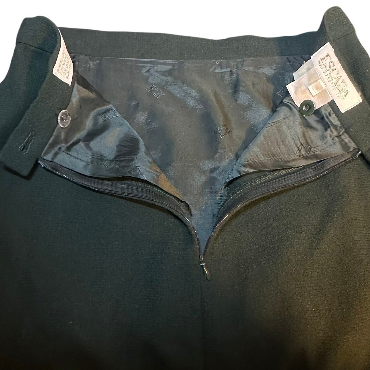 Escada Margaretha Ley Vintage Forest Green Pure New Wool Pencil Skirt 38 Classic