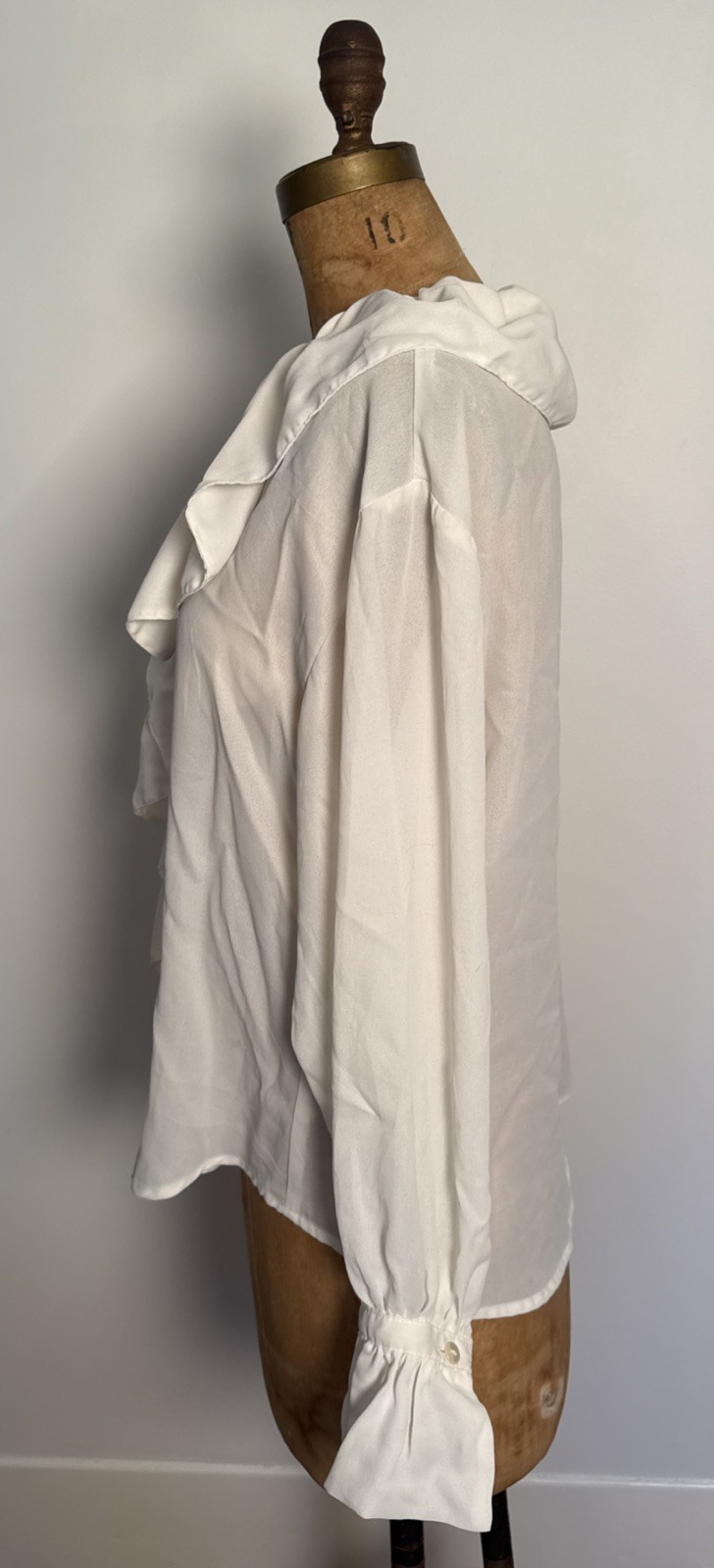 Vtg 90s Express Ivory Ruffle Romantic Poet Blouse Coquette Cottage Renaissance M