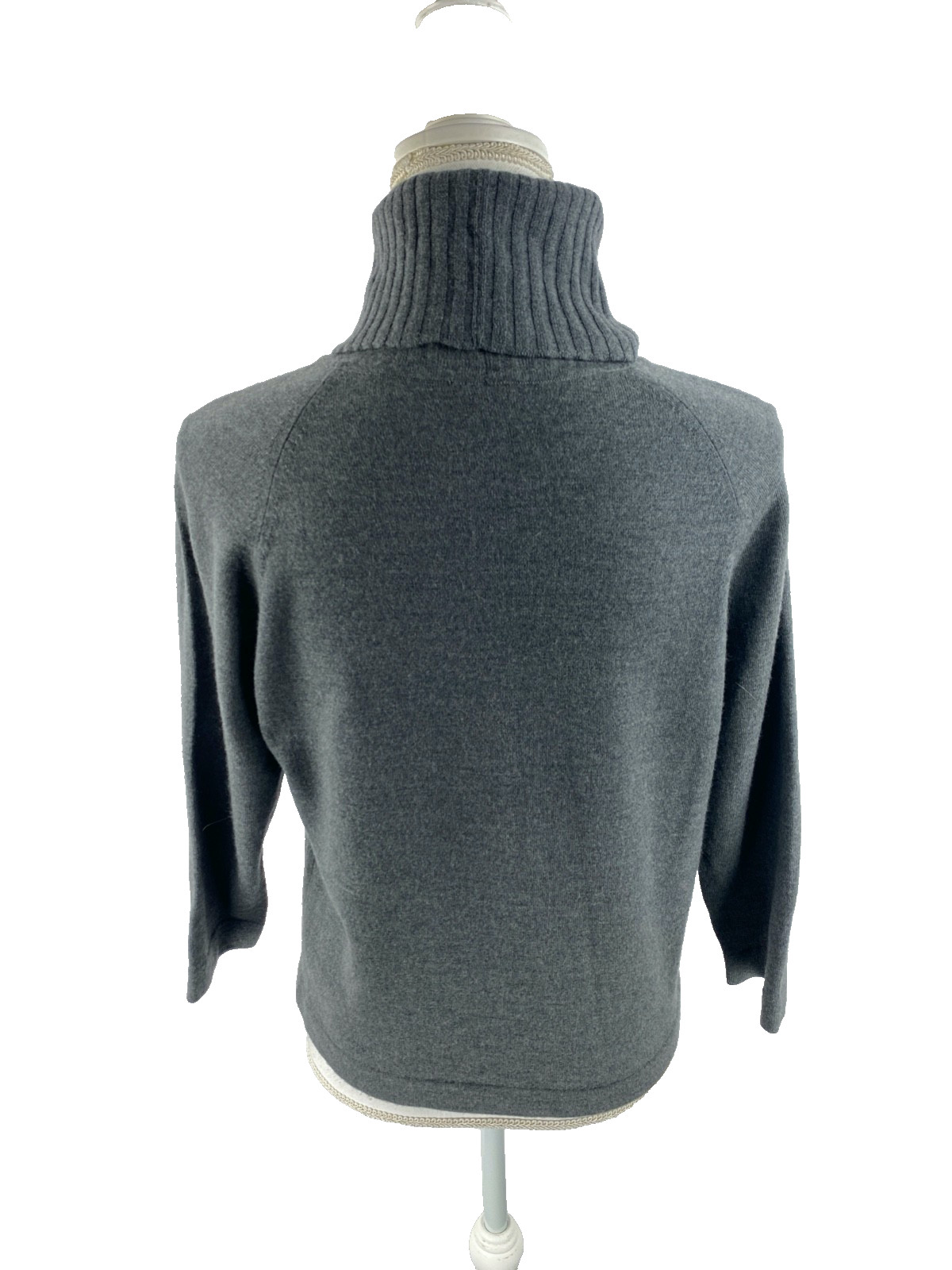 Bonwit Teller Vtg 40s 50s Wool Turtleneck Knit Pullover 3/4 Sleeve Sweater Italy