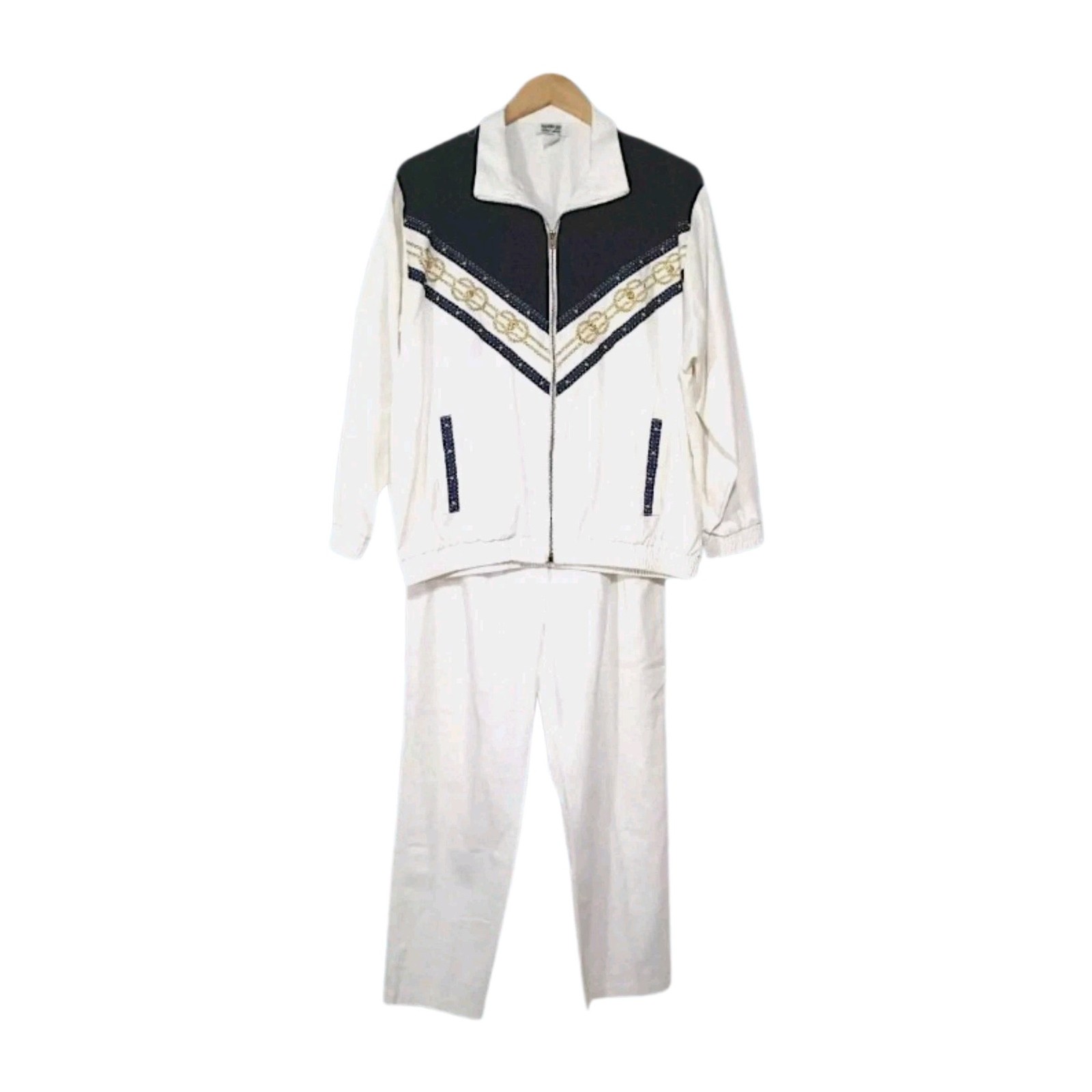 Vintage RIO INC Blazer Jacket & Matching Pants Women&rsquo;s M Beaded Studded Nautical