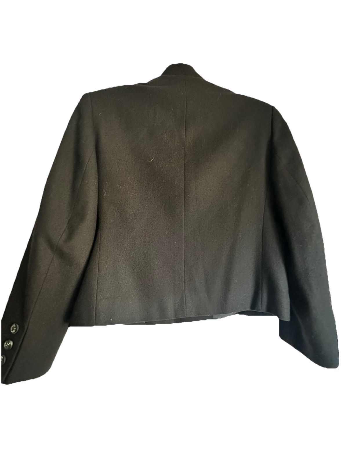 GIORGIO SANT ANGELO Vintage Cropped Black Wool Asymmetrical Lapel Blazer Sz M