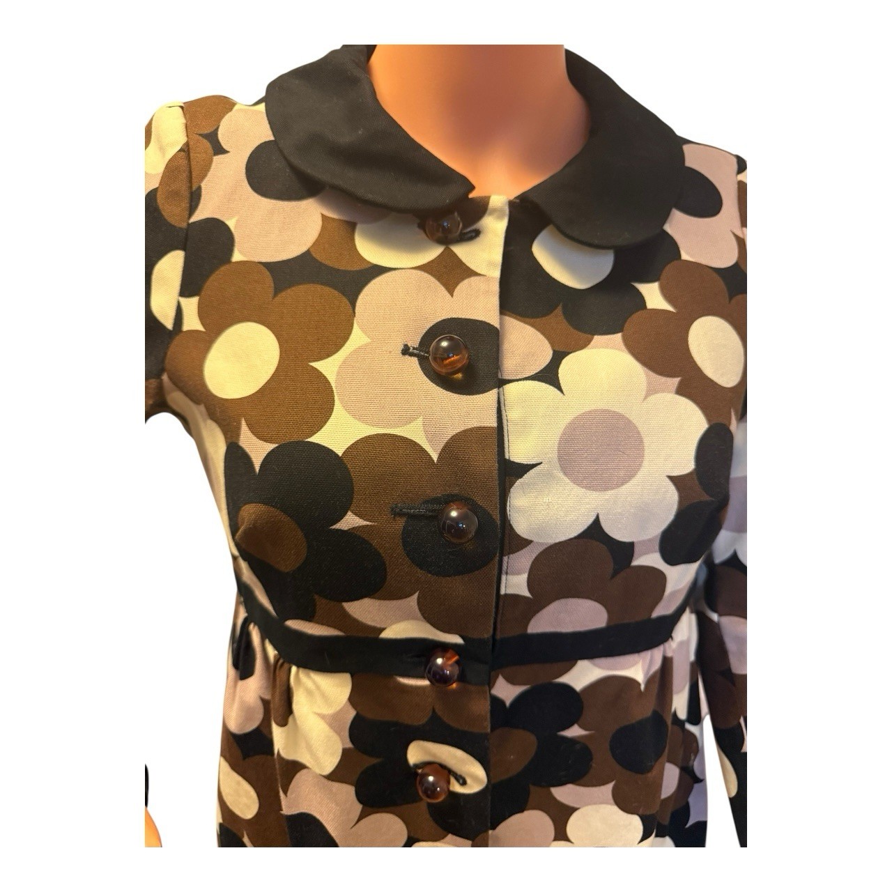 Vintage 60s Style Retro Floral Button-Up Coat Dress Women&rsquo;s