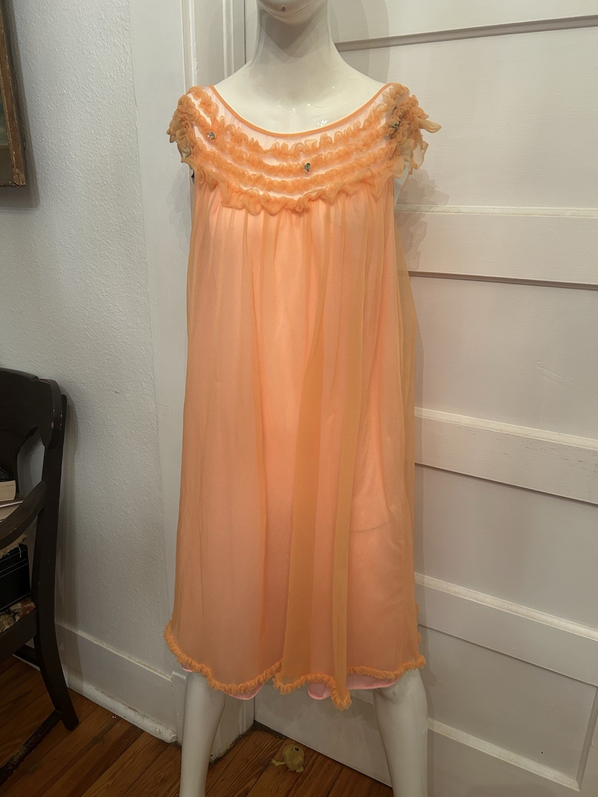 vintage 1960s Gaymode orange sherbet nightgown-tag Gone Size Sm