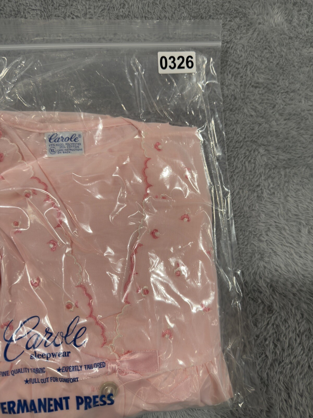 Vtg Carole Perm Press Kodel Poly Cotton Blend Pink Long Night Gown Sleepwear XL
