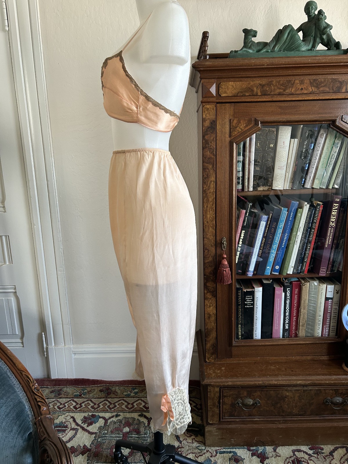 Vintage 1920s Blush Pink Bloomers Lace Trim Ribbon Antique Lingerie Rare S M 28