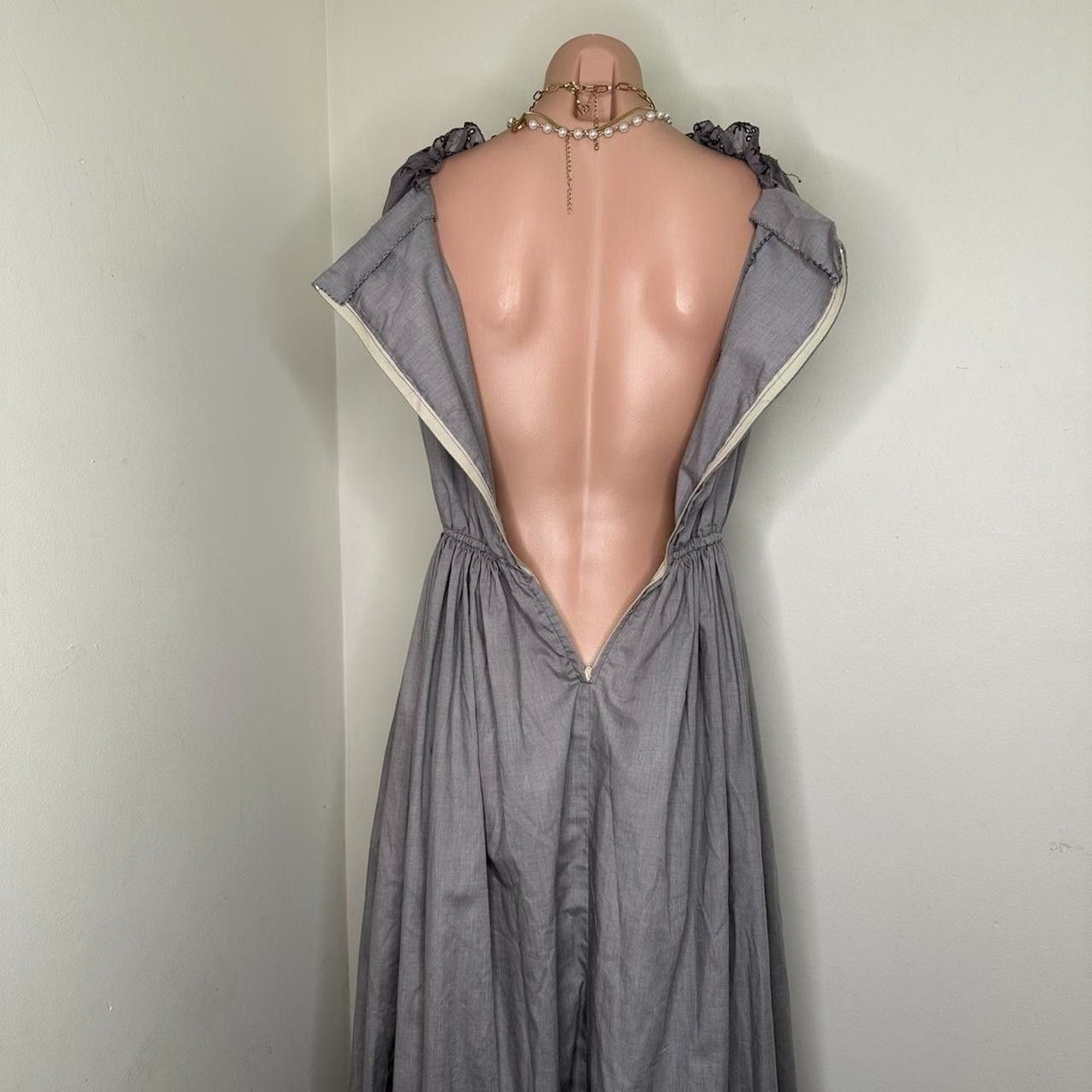 Vintage Handmade Gray Regency Gown
