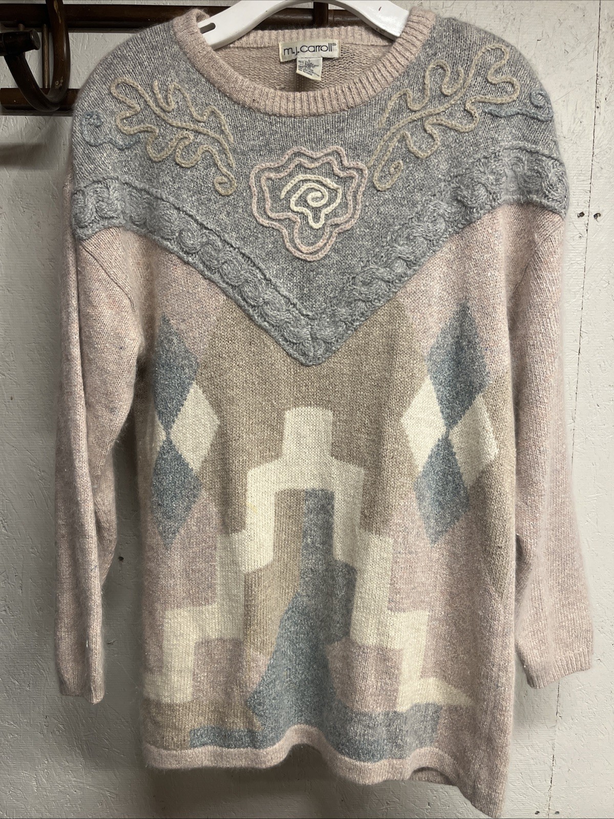 Vintage 80s Silk Angora Wool Long Sweater By M.J. Carroll Women&rsquo;s Sz Large