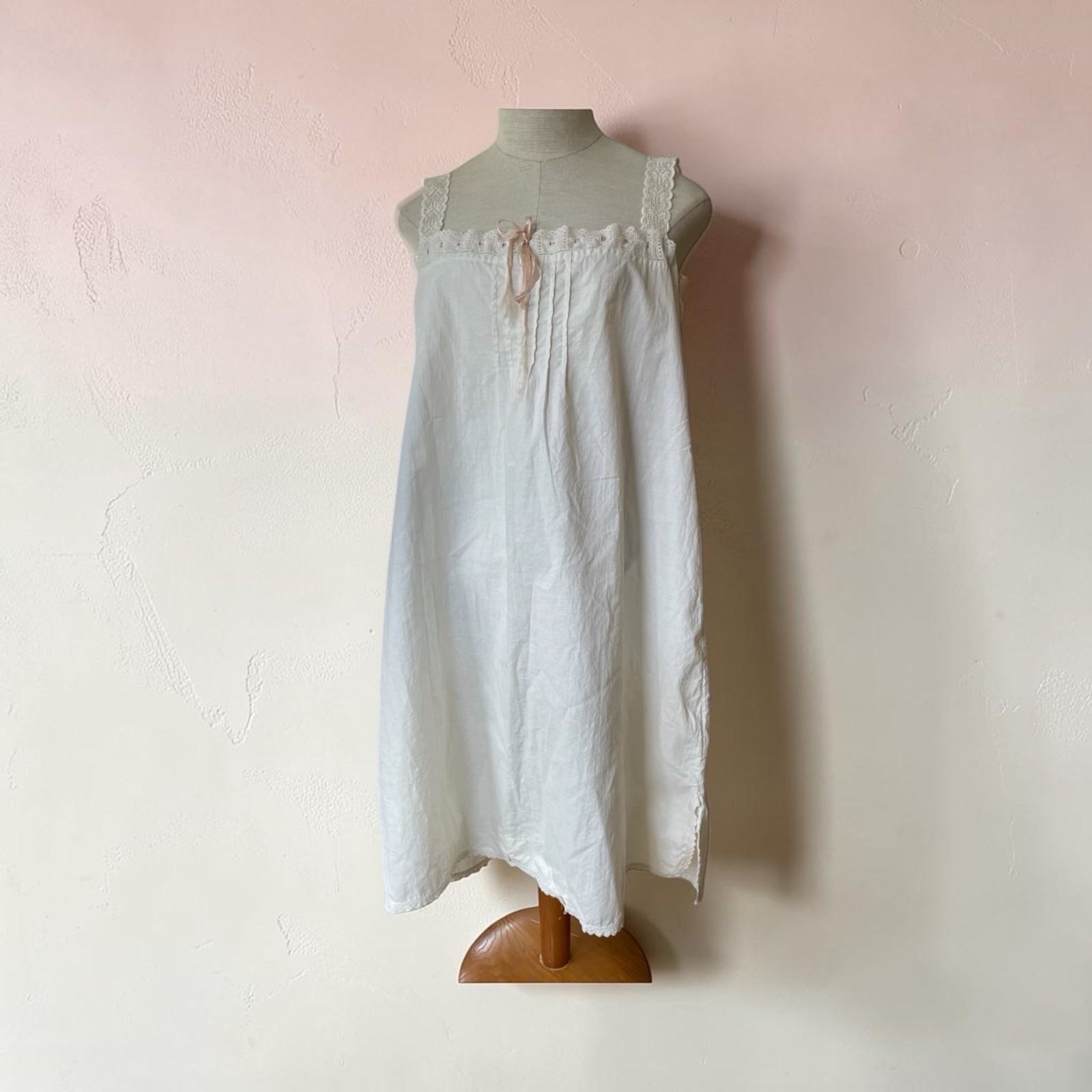 Edwardian White Cotton Teddy 1910s Crochet Lace Step-In Chemise Lingerie Large
