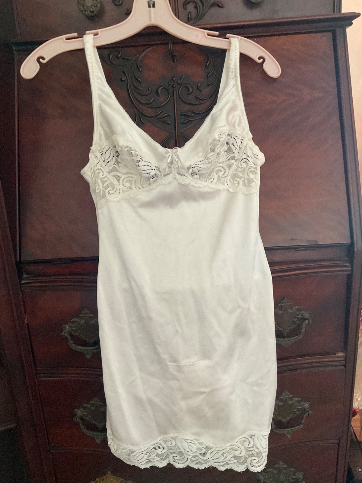 Vanity Fair All in One Slip Girdle Open Bottom Built in Pantie Silky Nylon Sz.34