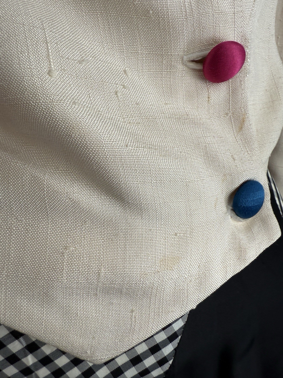 vintage 1980s silk jacket white rainbow designer cropped minimalist tailored S